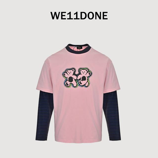 We11Done 25Ss Spring/Summer New Arrival Phantom Double-Sided Bear Print Fake Two