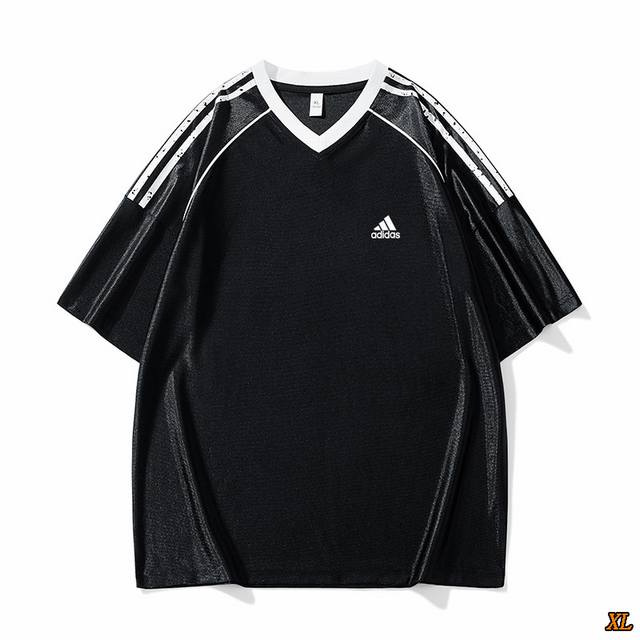 Adidas Exclusive Real-Shot New Arrival Summer High-Quality Three-Stripe V-Neck S