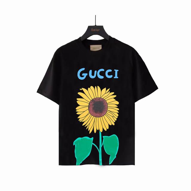 Real-Life Detail Photos + Size Chart Gucci Sunflower Round Neck Short-Sleeve Shi