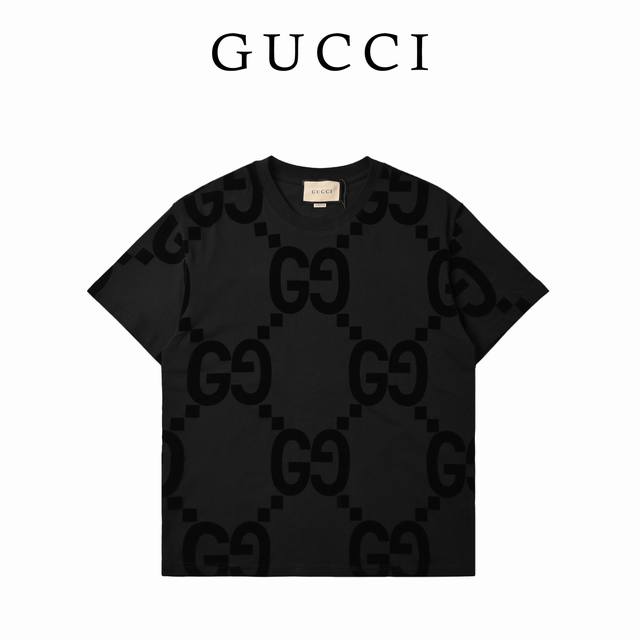 Gucci Velvet-Printed Large G High-Weight Short-Sleeve T-Shirt Crafted From Custo