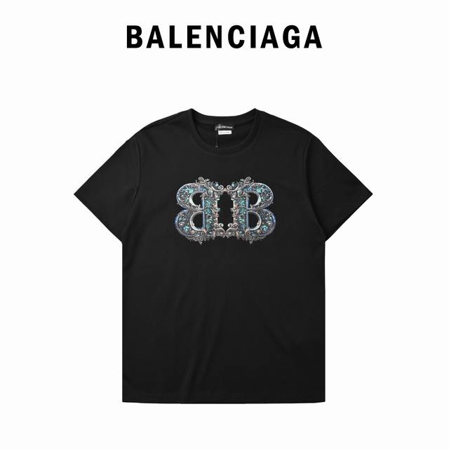 Balenciaga Parisian House 2025 New Arrival Diamond-Embellished Totem Short-Sleev