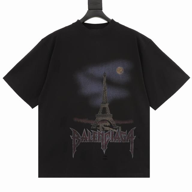 Balenciaga Parisian Night Skyprint Short-Sleeve Shirt Kangli White Ink Digital D