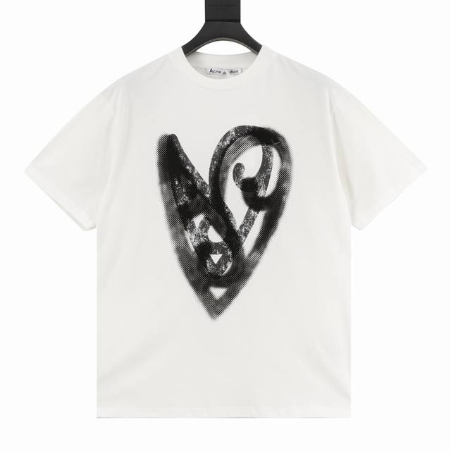 Acne Studios 2025 New Retro Heart Graffiti Print Short-Sleeve T-Shirt Relaxed An