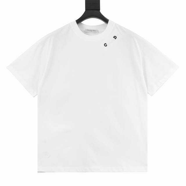 Dior Dior 25Ss Collar Cd Bead Logo Bee Embroidered Short-Sleeve T-Shirt Made Fro