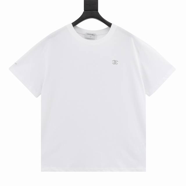 Chanel Chanel Silver Metal Soft Wire Embroidered Short-Sleeve T-Shirt A Simple Y