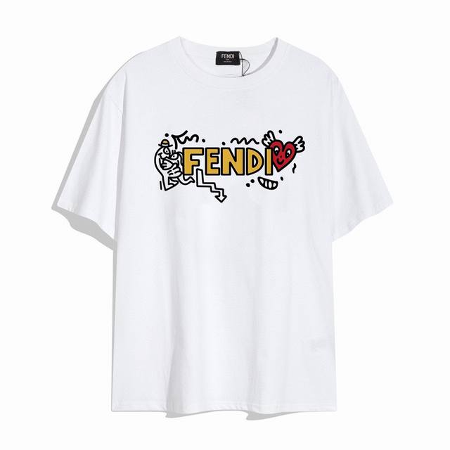 Fendi Fendi Qixi Limited Edition Graffiti Short-Sleeve T-Shirt, Elegant Design E