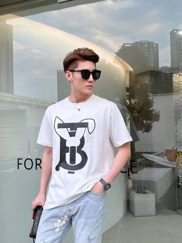 Burberry Rabbit Letter Print Short-Sleeve T-Shirt (Front View)