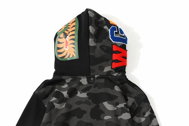 New Arrival High Version Bape Tiger Head Double Hooded Zipper Couple Sweatshirt