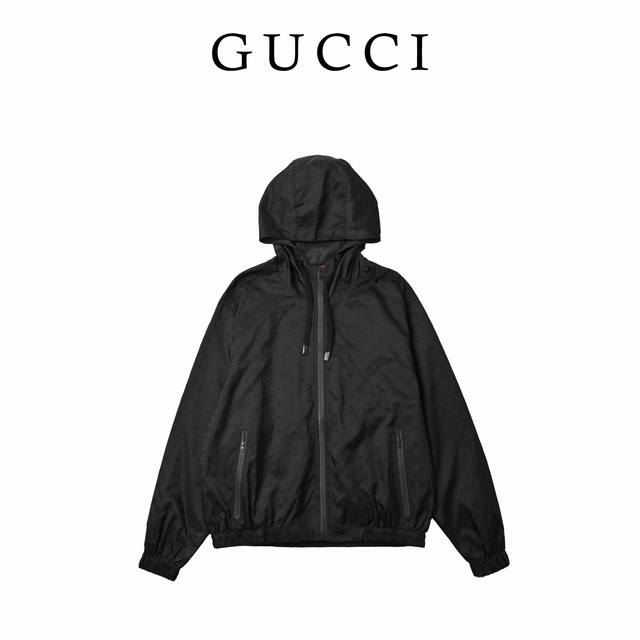 Gucci Gucci Full-Print Hooded Casual Jacket Lightweight Gg Nylon Jacquard Fabric