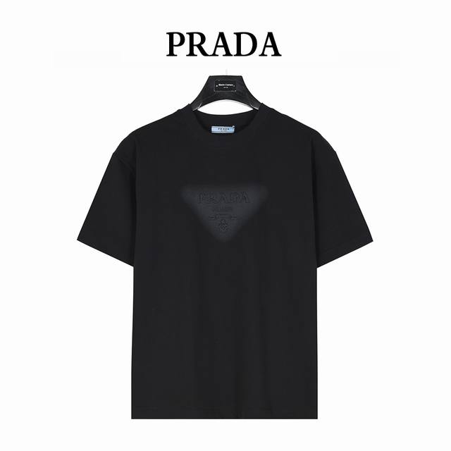 Prada 25Ss Triangle Embroidery And Inkjet Short-Sleeve T-Shirt The Fabric Uses H