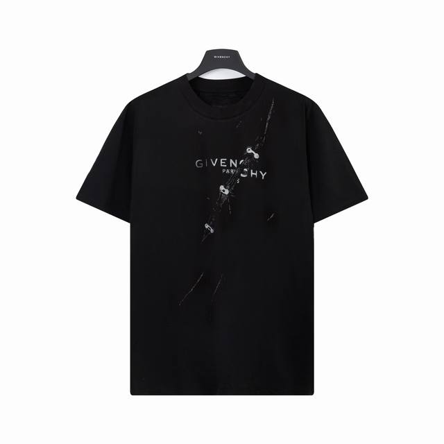 High-End Givenchy T-Shirt With Offset Letter Print, Made From 32-Count Double-Pl