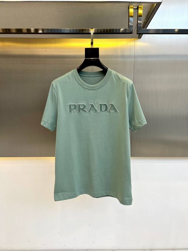 Prada, 2025 Spring/Summer Men's New Classic Logo Round-Neck Short-Sleeve T-Shirt