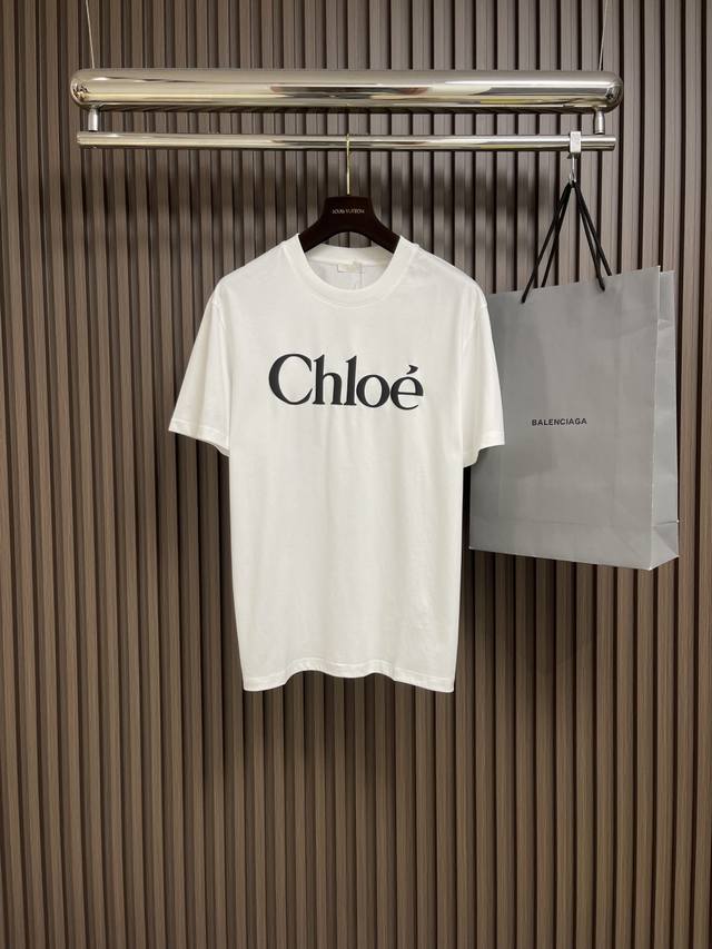 Chloe 2025 Spring/Summer New Arrival Letter Logo Decorated Slim-Fit T-Shirt. Mad