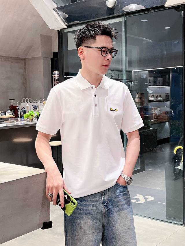 Fendi 2025Ss Summer New Arrival Logo Men's Collared Polo Shirt! Classic Business
