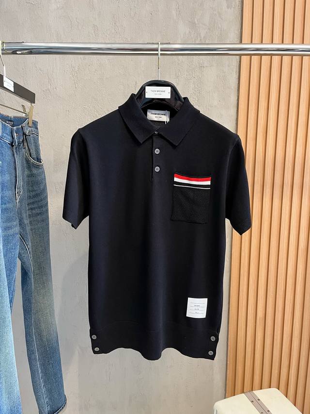 Tb 2025 New Casual Knit Short-Sleeve Collared Polo Shirt, Urban Fashion With A S