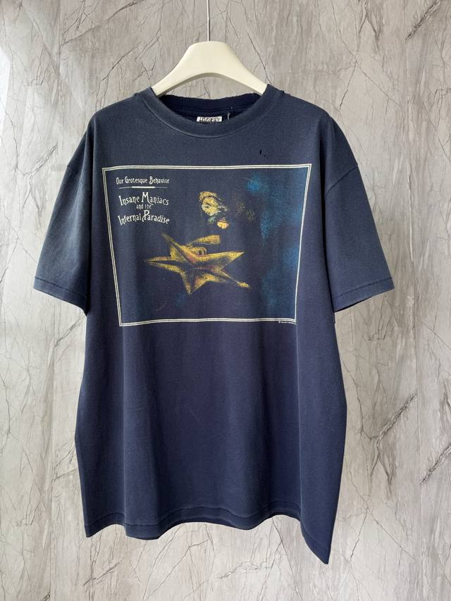 Trendy Brand Saintm New Heavy-Duty Washed And Distressed Color Print Cotton Shor
