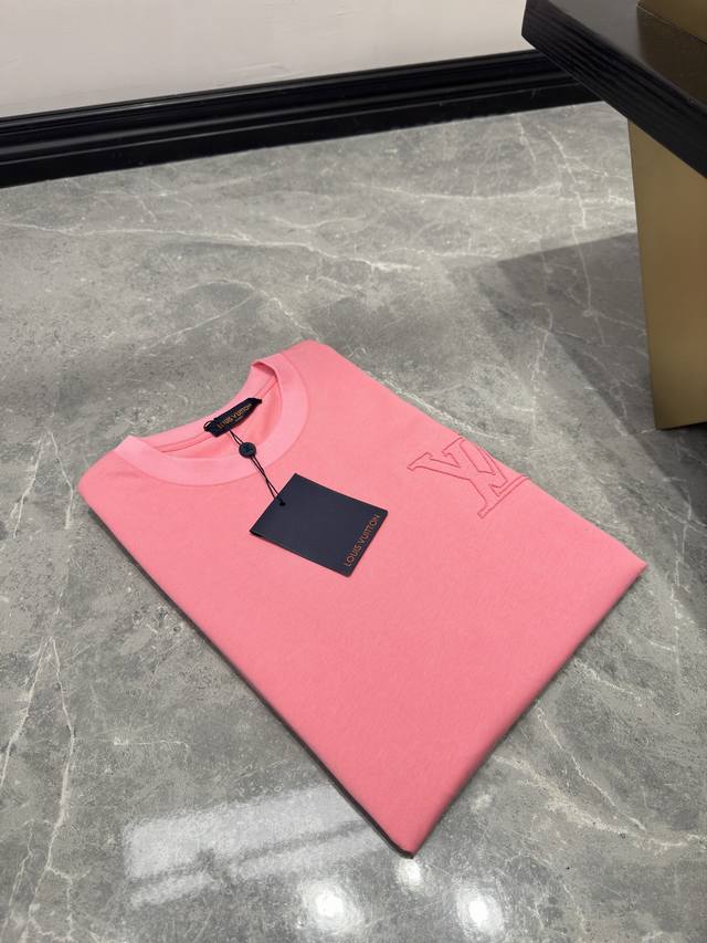 Lv25S Spring/Summer New Casual Round-Neck Short-Sleeve Shirt, 100% Cotton, Sizes