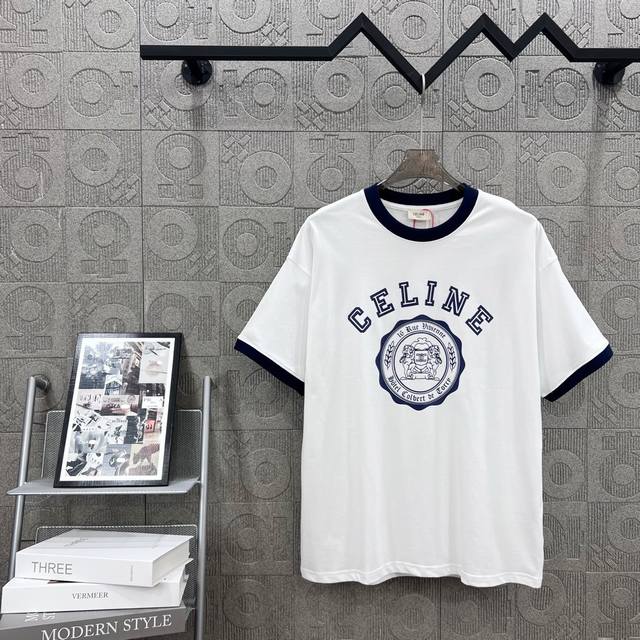 D Celine Tri-Color Collar Arch Logo Print Upgrade,Inspired By 1980S Retro Style.