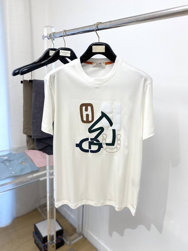 Herm S, 2025 Latest Short-Sleeve T-Shirt, Stylish And Fashionable, With Embroide