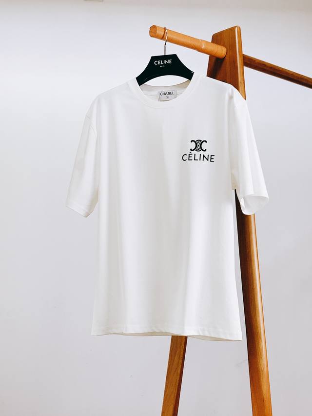 Celine 2025 Ss Spring/Summer New Arrival Embossed Letter Logo T-Shirt, Flawless