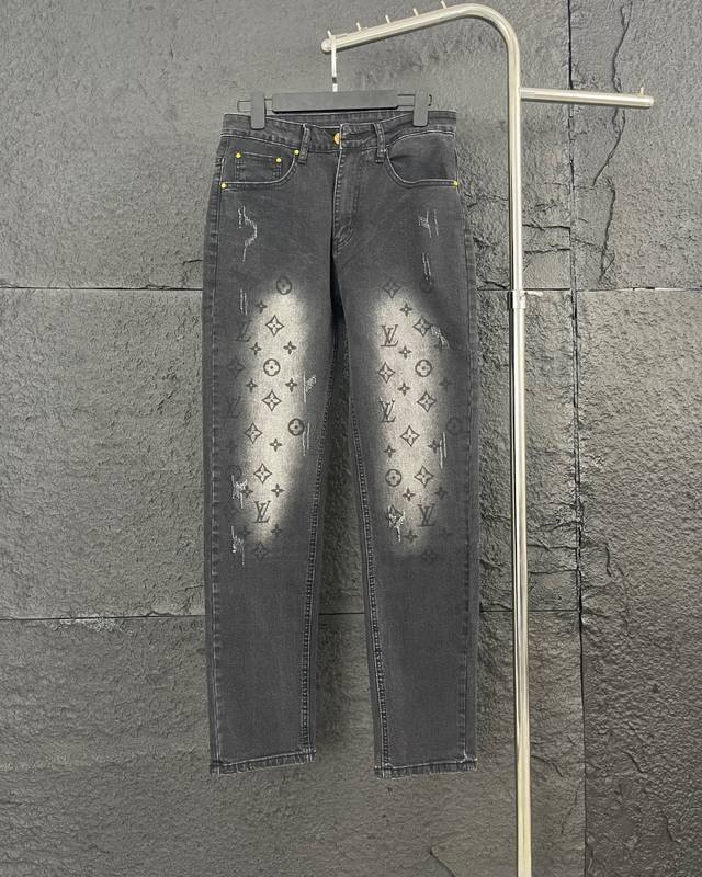 Louis Vuitton High-End Washed Vintage Logo Denim Pants Yuan High-End Custom Styl