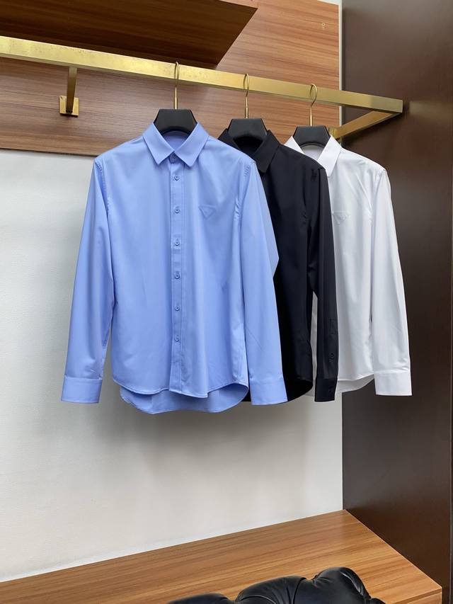 Prada 2025 Men's Shirt, Business Casual Slim-Fit Long-Sleeve Shirt! Perfect For