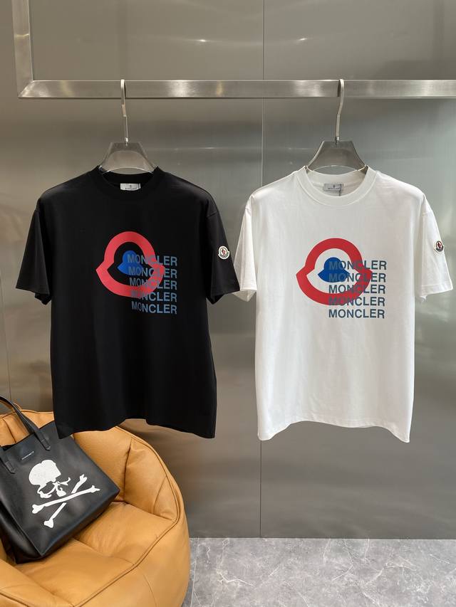 Moncler Classic T-Shirt, Featuring A Large Red And Blue Logo On The Chest And Re