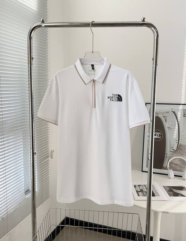 603# The North Face Premium High-Quality Zipper Polo Shirt Short Sleeve Summer N