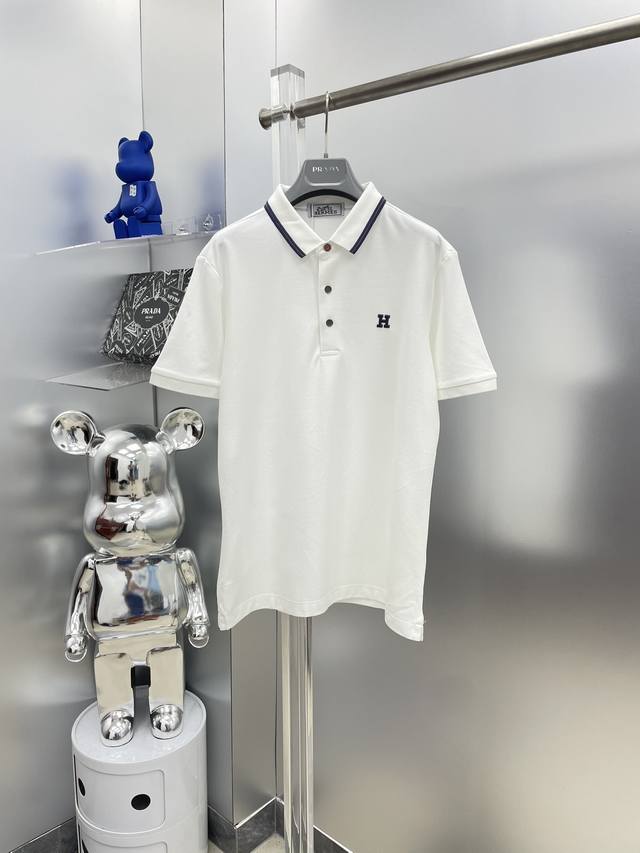 Her*Herm S 2025Ss Summer New Arrival Hh Logo Collar Polo Shirt Short Sleeve M Cl