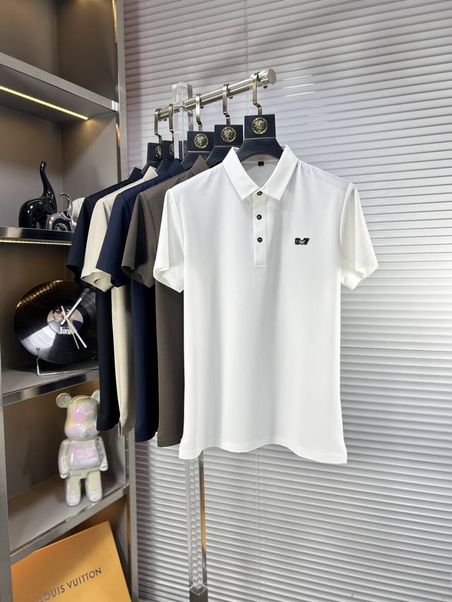 Arm*Armani Ss25 Summer New Arrival Collared Polo Shirt High-Quality Pearl Cotton