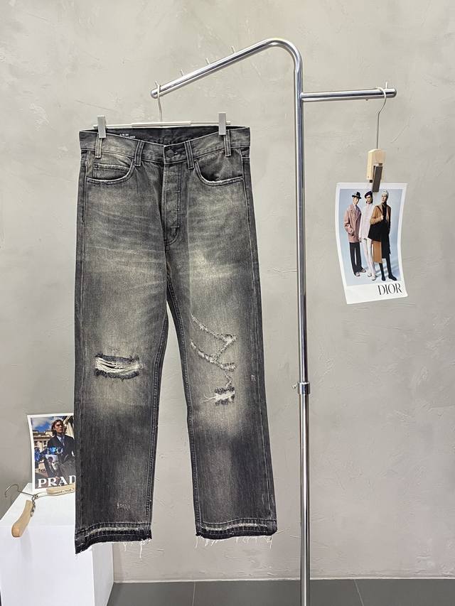 Celine Exclusive New Casual Denim Pants High-End Version! Washed And Cut Design,