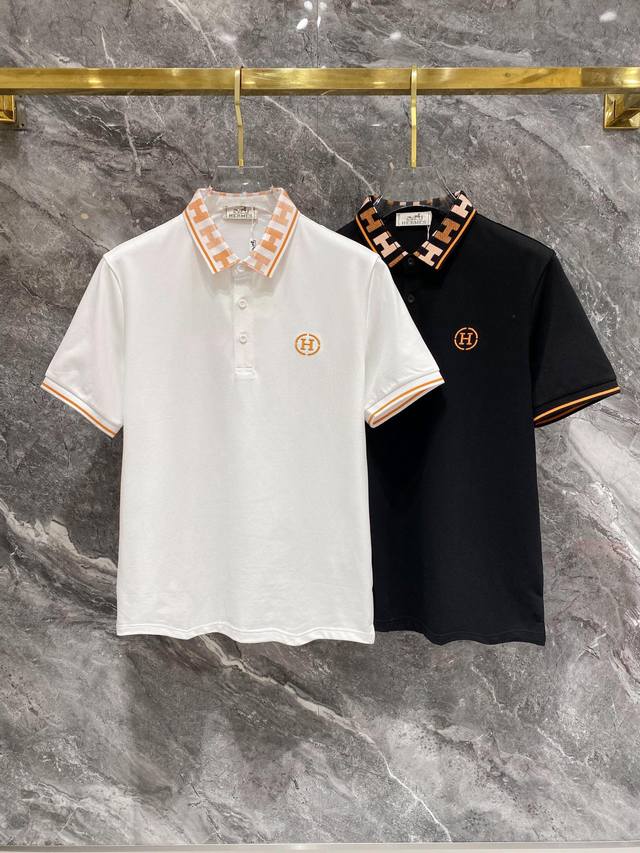 Herm S 25Ss New Spring/Summer Short-Sleeve Collared T-Shirt Polo, Highest Versio
