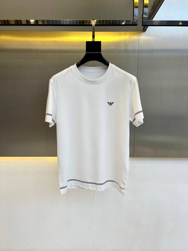 Arm Armani, 2025 New Men's Logo Short-Sleeve T-Shirt. Modal Spandex Blend Fabric