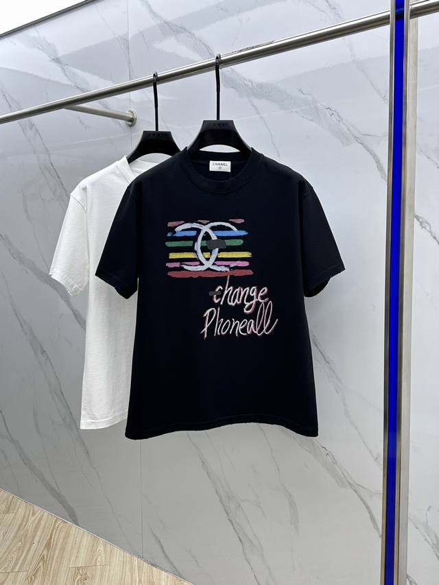 Chanel Chanel 2025 Fall/Winter New Arrival Round Neck Base Layer T-Shirt, 3D Log