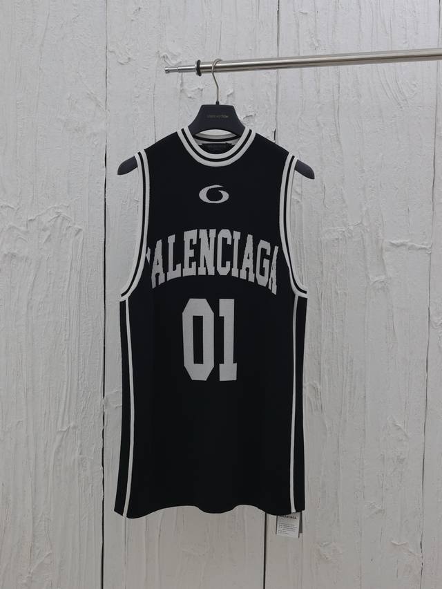 Balenciaga* Paris 25Ss Basketball Series 01 Knit Vest Innovative Yarn Selection,