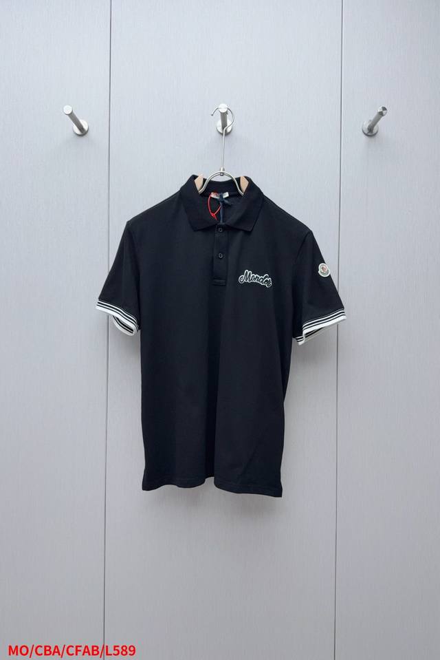 L589 Mo Moncler Embroidered Shirt Custom-Made Pearl-Weave Cotton Satin Breathabl
