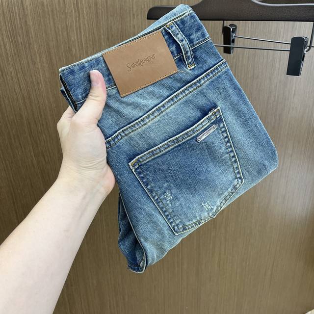 Ysl Ss Spring/Summer Bestseller New Arrival Fall/Winter Denim Pants Soft, Skin-F