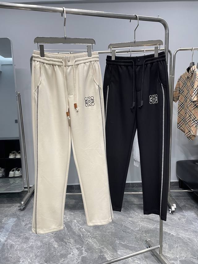 Loe25Ss Spring/Summer New Arrival Air-Layered Cotton Drawstring Straight-Leg Swe