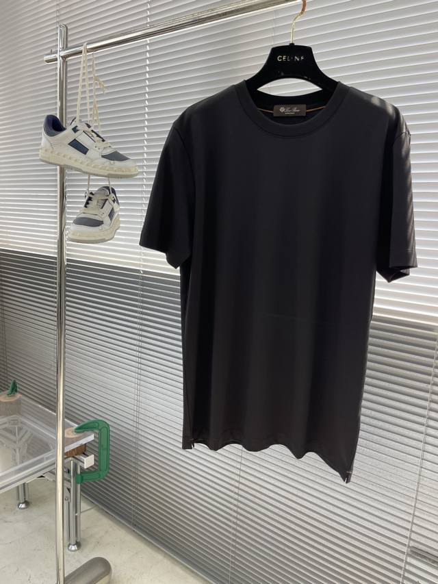 Loro Piana Supreme Business Casual Style Men's Round Neck Short-Sleeve T-Shirt,