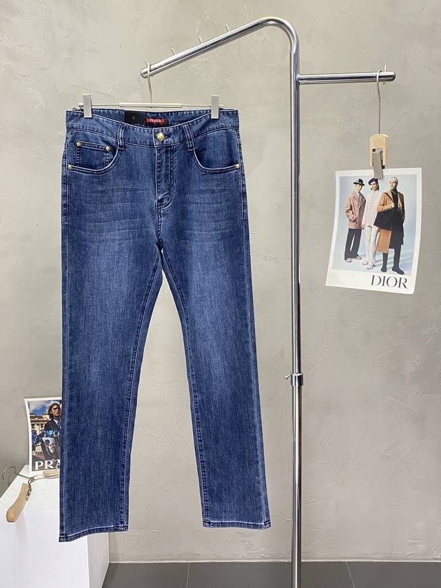Prada Exclusive New Arrival Denim Pants High-End Version! Custom-Made Fabric Fro