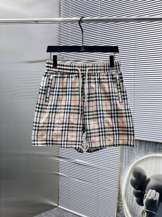 Burberry 2025Ss Summer New Casual Shorts, High-End Version! Customized Fabric Fr