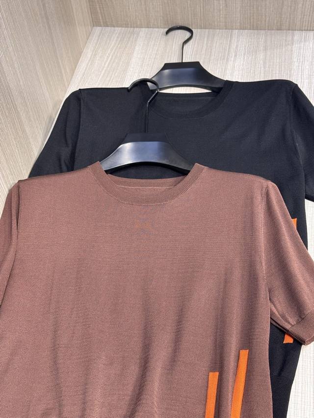 Model D-6050#, Aima Jia 2025 Spring/Summer New H-Embroidered Logo Men's Round Ne