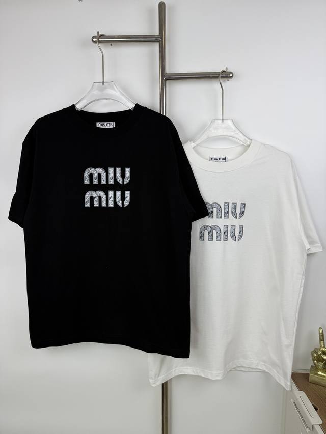 Style Number A12 New Miumiu-Inspired Letter T-Shirt With Meticulous Details, Sho