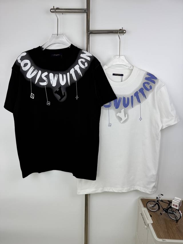 Style A5 Louis Vuitton Classic Graffiti Print Logo Pattern Round Neck Short-Slee