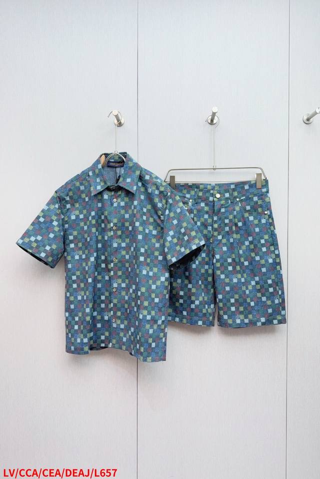 Shirt Pants L657 Lv Louis Vuitton Embossed Denim Cotton Shorts Fabric: Made From