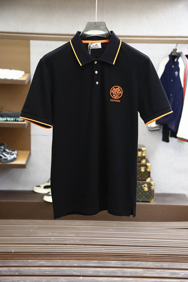 Hermes Herm S 2025 Ss Summer New Arrival, Men's Classic Embroidered Logo Mesh Bu
