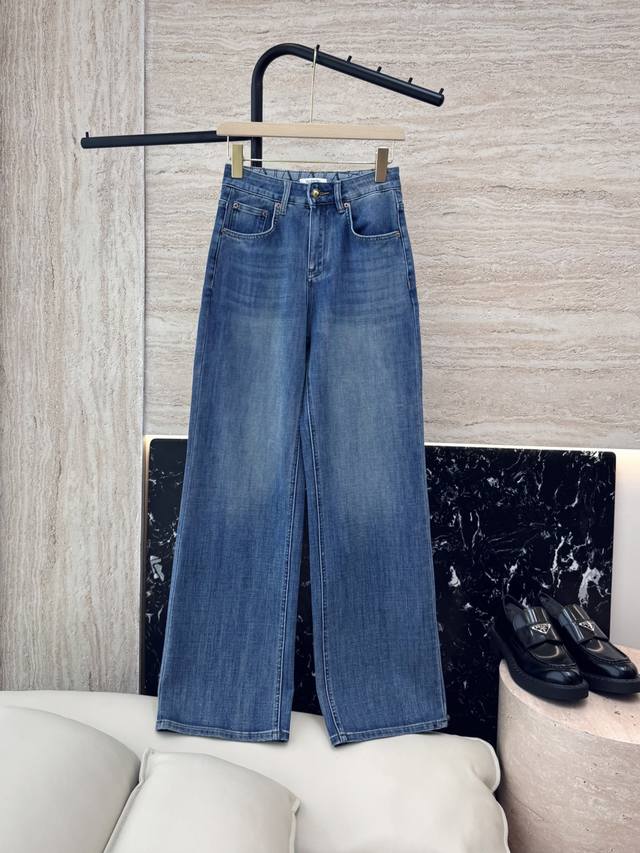 Cx081#New Arrival Denim Pants Valentino Letter Print Lining Denim Cotton Slimmin