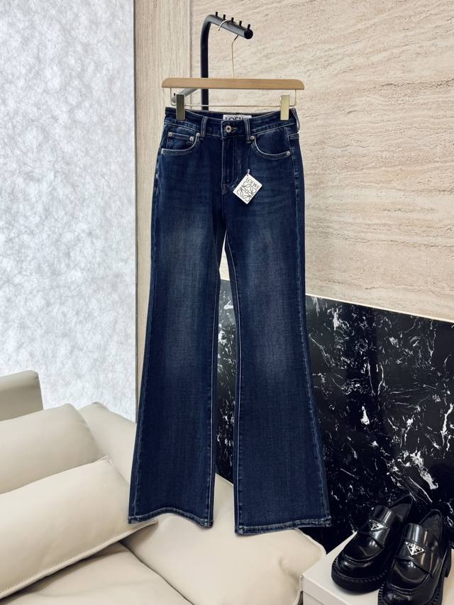 Cx053#New Arrival Denim Pants Loewe Letter Embroidered Denim Cotton Slim-Fit Jea