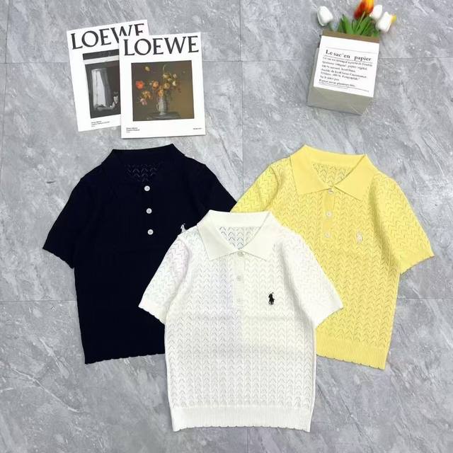 Rap* Laure* Spring/Summer New Arrival Collared Knit Short-Sleeve Top Youthful An