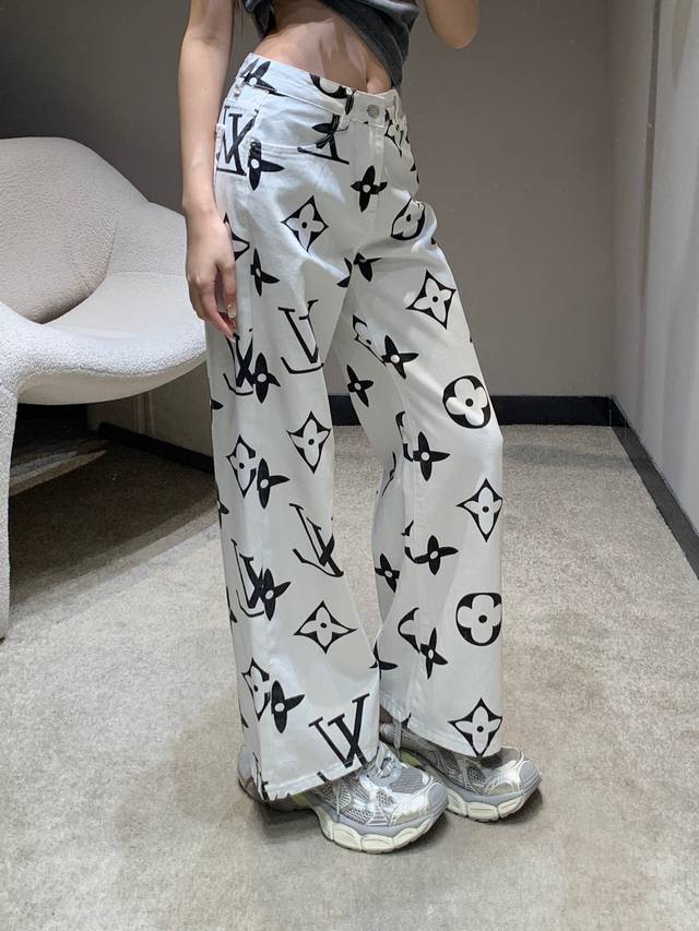 Louis Vuitt*N 25Ss Spring/Summer New Arrival Vintage Print Denim Pants | Exclusi